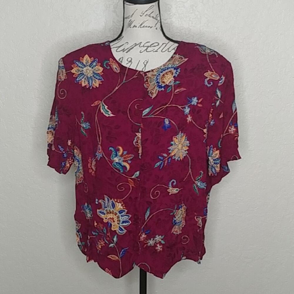 Alfred Dunner Button Front Floral‎ Top Size 18